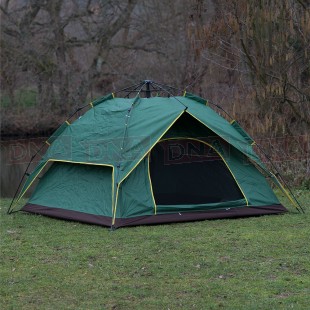 Pop Up Easy Assembly Camping / Survival Tent Green Door Open