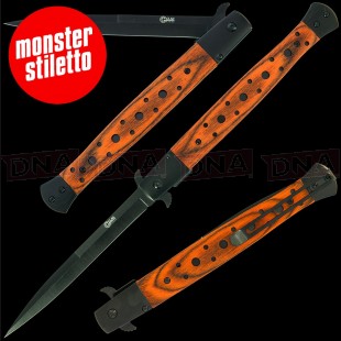 Golan Monster Stiletto Folding Knife - Pakkawood Handle 