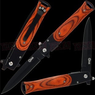 Golan GOL-721WB 8.5" Tactical Stiletto Lock Knife - Black Wood