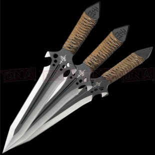 Kit Rae KR57 Hellhawk Throwing Knife Triple Set on Black