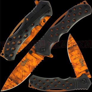 Golan GOL-538OR Orange Camo Folding Knife with Black ABS Handle
