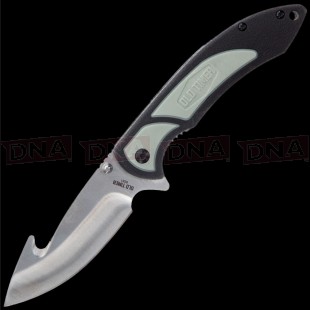 Schrade SCH1137148 Trail Boss Linerlock Knife - Gut Hook Version Open on Black