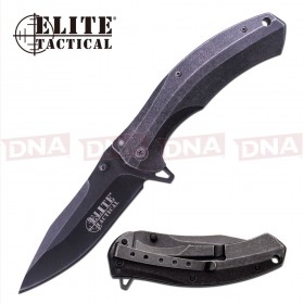 Elite Tactical ET-1012 Black Stonewash Frame Lock Knife