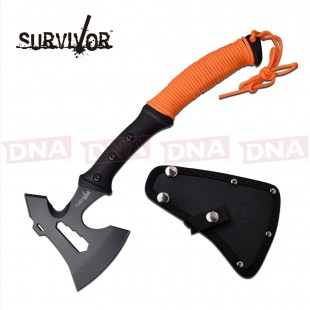 Survivor 3CR13 Hand Axe - Cord Wrapped Handle - Orange Version