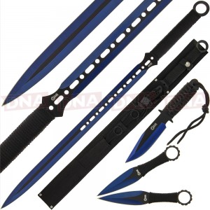 Golan GOL-SET-166BL Canes Cutter Blue Ninja Sword 3pc Set