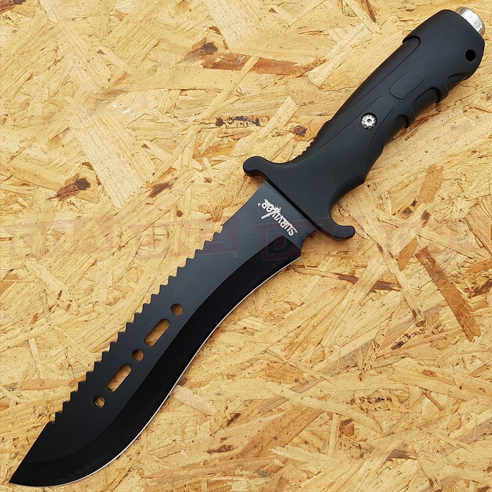 Survivor Outdoor Recurve Fixed Blade Knife - Stealth