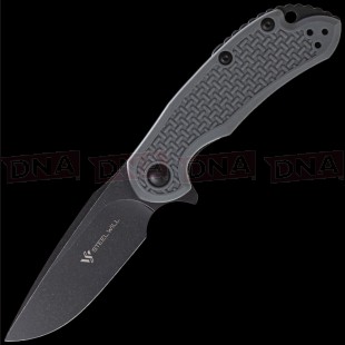 Steel Will SMGC22M1GB Cutjack Linerlock Flipper Knife - Grey Open on Black