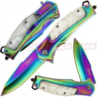 Golan GOL-561WP Rainbow Folding Knife with Pearl Insert