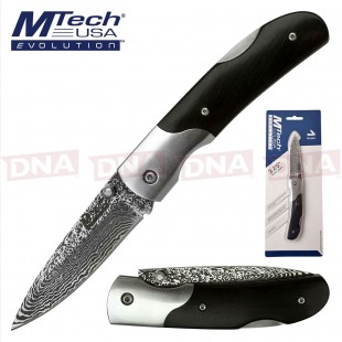 MTech Evolution MTE-FDR008-BK Faux Damascus Back Lock Knife | Ebony