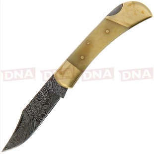 Damascus DM1257BO Bone Lockback Knife Closed