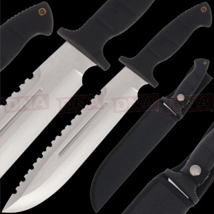K-FB-576 15" Fixed Blade Knife with Rubber Handle and Sheath