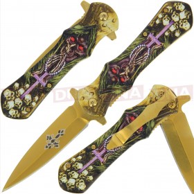 Golan GOL-345GD Gold Anodised Folding Knife with Steel Handle