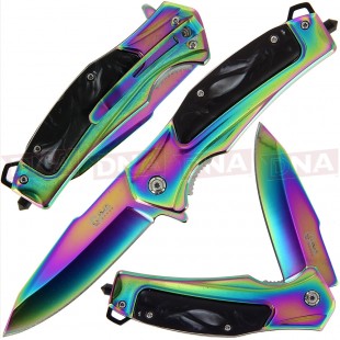 Golan GOL-561BKP Rainbow Folding Knife with Black Pearl Insert