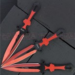 Albainox 32343 3x Black and Red Throwing Knives